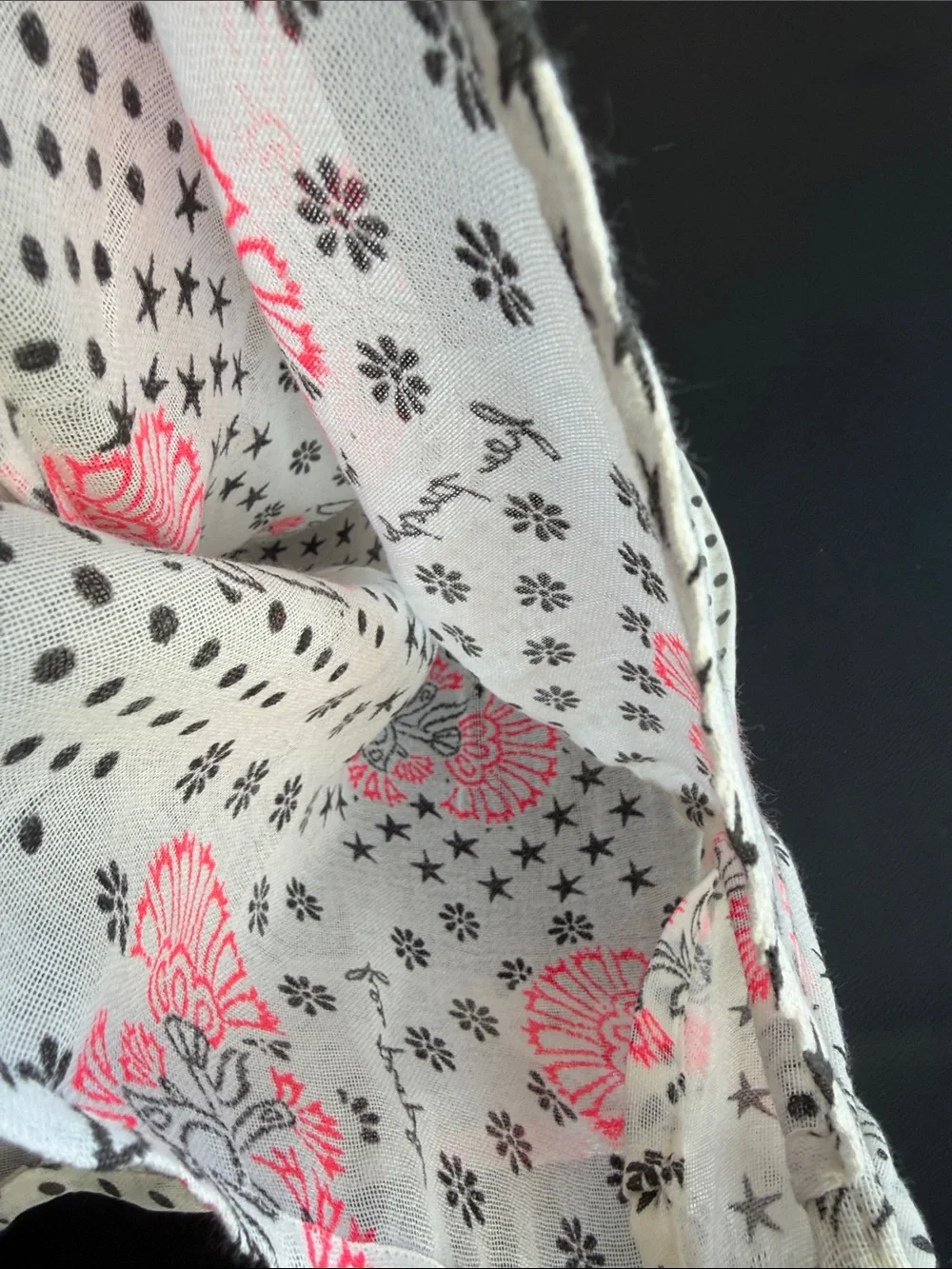 Free People Pink Floral Star Print Sheer Cloth Shoulder Tote Bag Like New